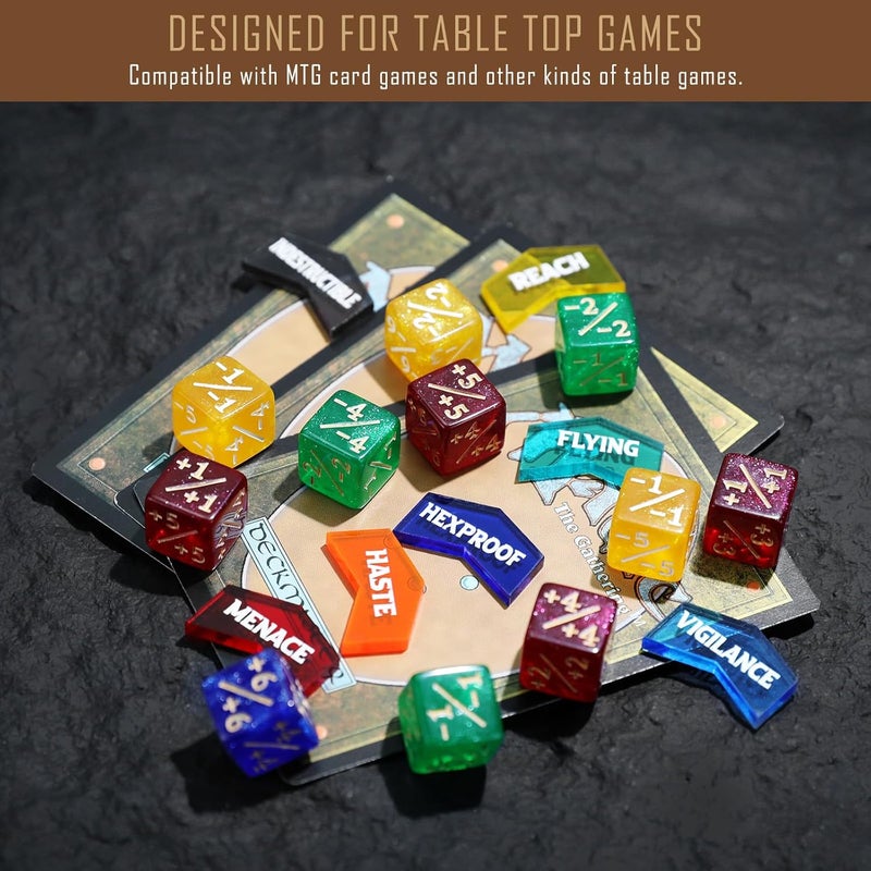 FIGURESLAB Store 108PCS MTG Tokens & 12mm MTG Dice Set for Magic Card, Keyword Token Life Counters Dice with Box, Compatible with Magic CCG Card Gaming Accessories - Image 3